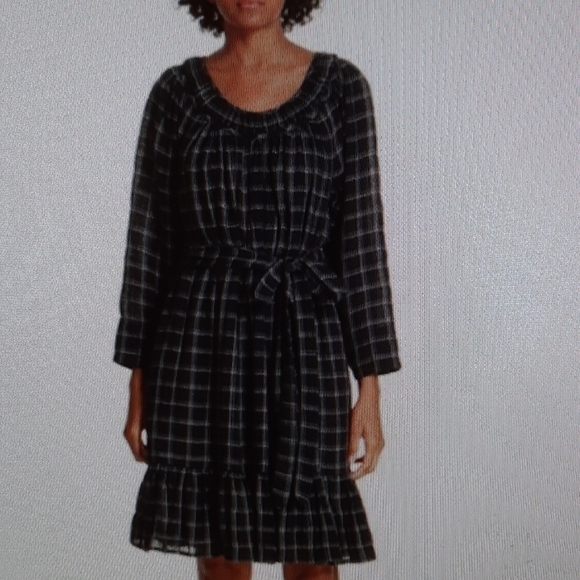 La Vie Rebecca Taylor Metallic Check Dress black extra small - Picture 1 of 12